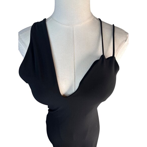 ZARA NWT Black Medium Midi Dress With Built-In Cups & Spaghetti Straps - Picture 6 of 16